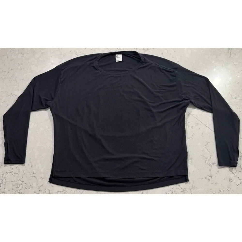 All In Motion Beautifully Soft Long Sleeve T-Shirt Womens Large Black Modal‎ Top